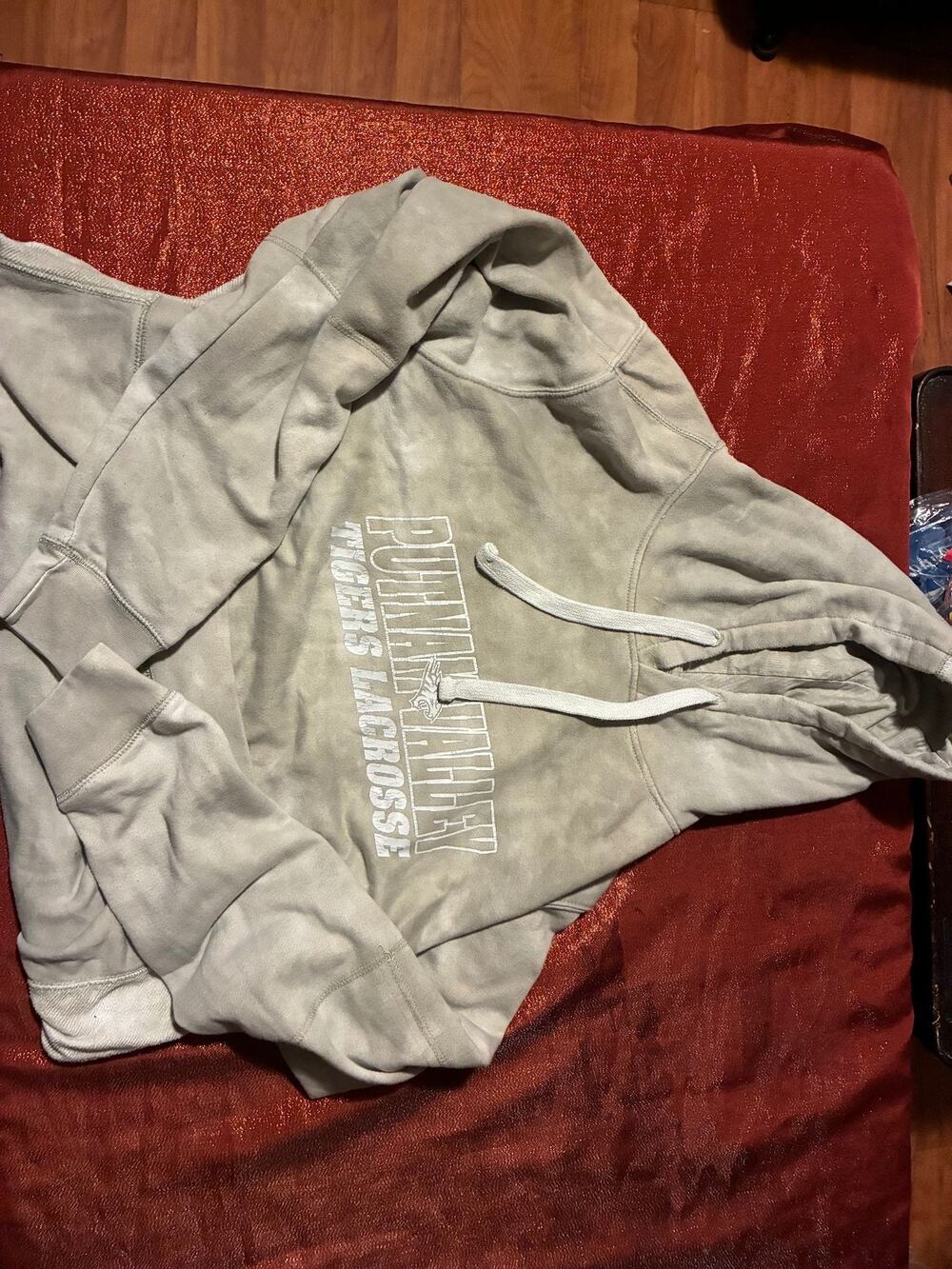 Pennant Hoodie Mens XL Pullover Hooded Sweatshirt Graphic Drawstring Gray